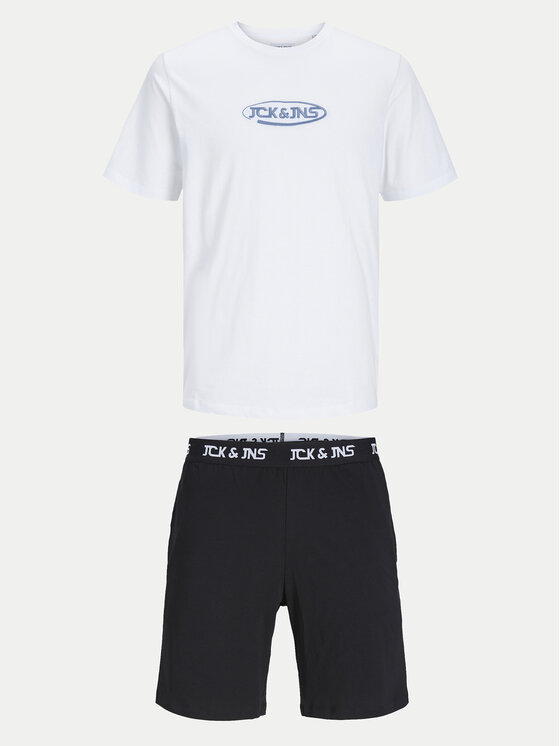 Jack&Jones Junior Set tricou și pantaloni scurți sport Oliver 12257172 Alb Standard Fit