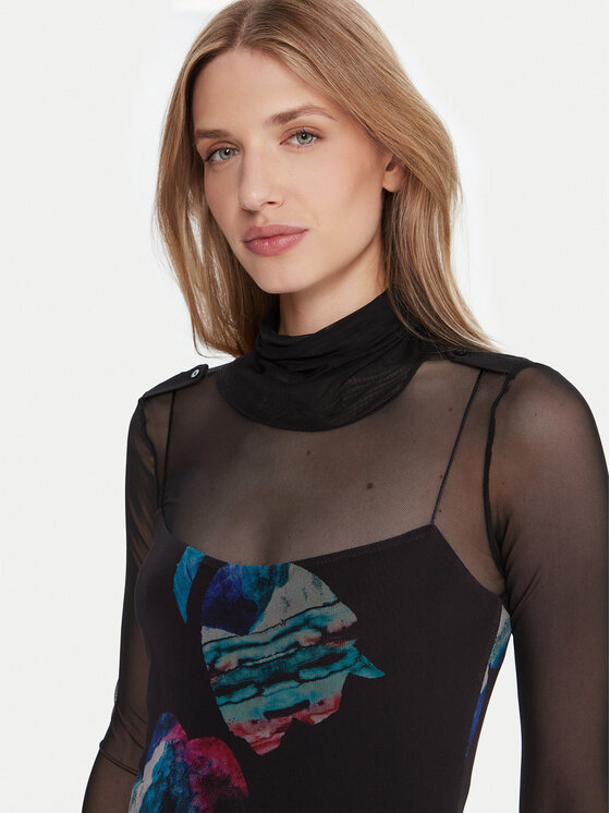 Desigual Desigual Φόρεμα καθημερινό Watercolor Lacroix 25WWVK03 Μαύρο Regular Fit