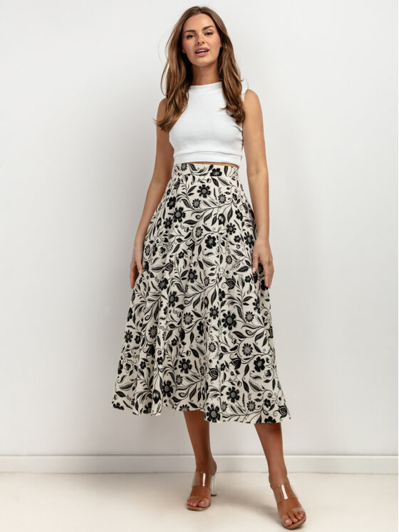 Tessita Tessita Spódnica midi T424/1/XXL Biały A-Line Fit