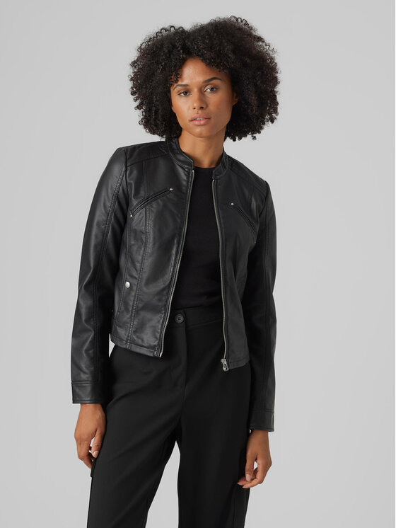Vero Moda Vero Moda Куртка зі штучної шкіри Favodona 10288555 Чорний Regular Fit