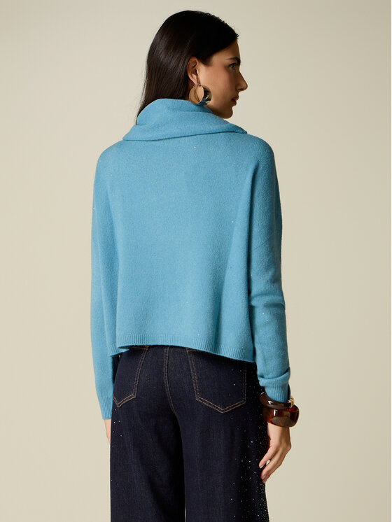 Oltre Oltre Maglione M152E002161N009 Turchese Boxy Fit