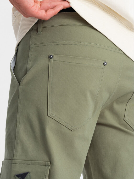 Ombre Ombre Spodnie cargo OM-PACG-0196 Khaki Regular Fit