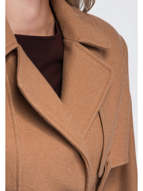 Ombre Ombre Płaszcz przejściowy OW-CT-E0005 Beżowy Regular Fit