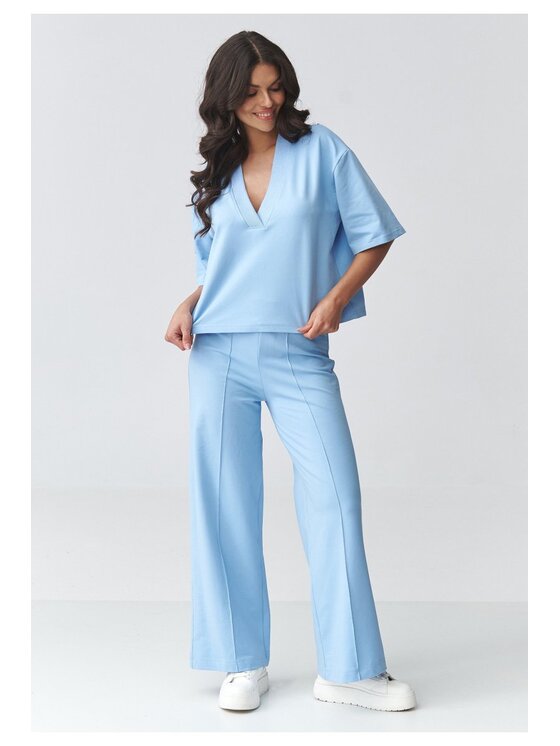 Makadamia Makadamia Dres M921 Niebieski Loose Fit