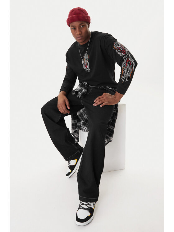 DC Shoes DC Shoes Тениска с дълъг ръкав Burn Out HLS EDYZT04355 Черен Regular Fit