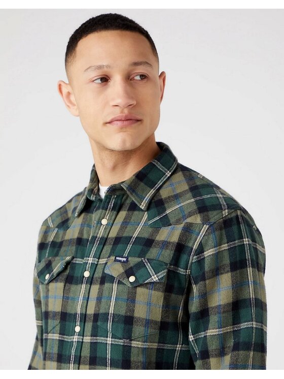 Wrangler Wrangler Camicia WESTERN SHIRT Verde Regular Fit