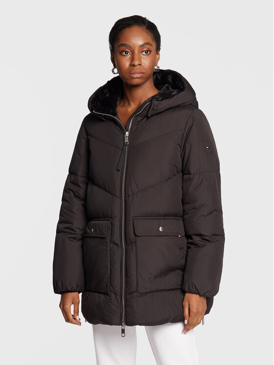 Tommy Hilfiger Tommy Hilfiger Μπουφάν χειμωνιάτικο Chevron Sorona WW0WW36211 Μαύρο Relaxed Fit