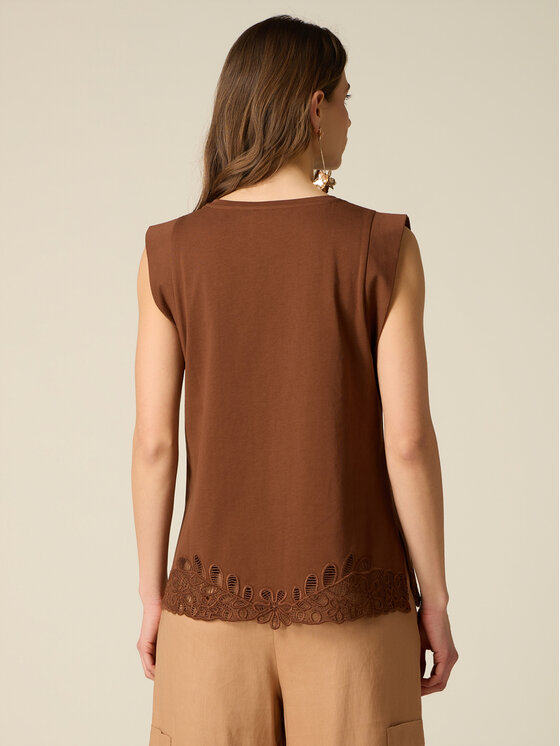 Oltre Oltre T-Shirt G00HJ004622N022 Brązowy Regular Fit