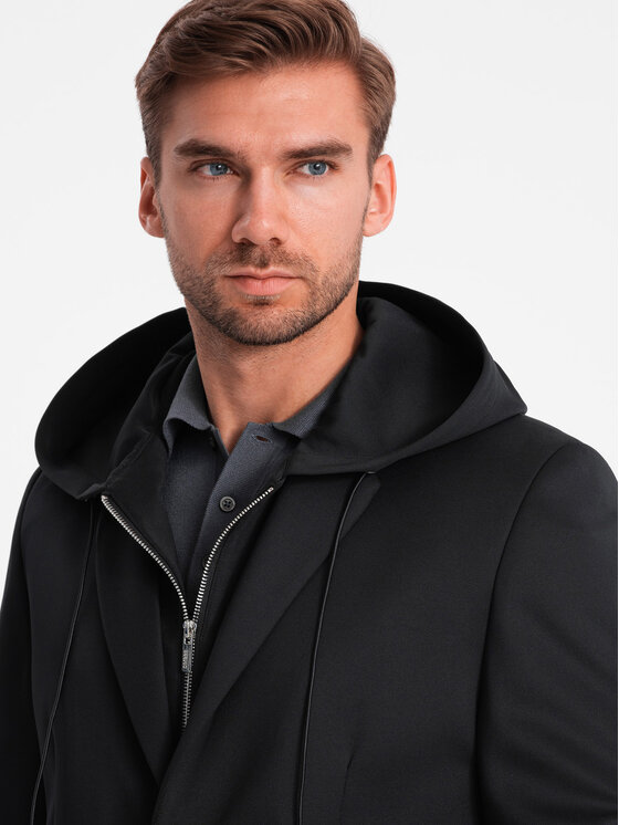 Ombre Ombre Marynarka OM-BLZB-0126 Czarny Regular Fit