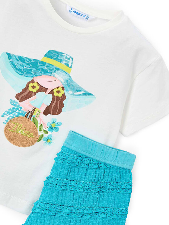 Mayoral Mayoral Completo T-shirt e pantaloncini 3231 Turchese Regular Fit