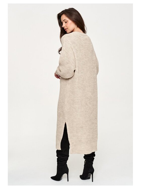 Makadamia Makadamia Sweter S177 Beżowy Loose Fit
