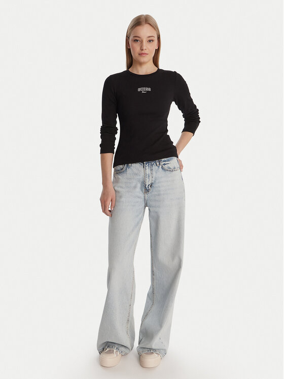 Guess Jeans Guess Jeans Póló W6RP22 KA0H1 Fekete Slim Fit