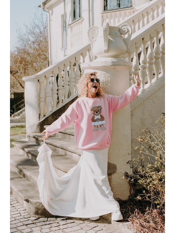 Bejbi Story Bejbi Story Bluza Bluza oversize Mr. & Mrs. Teddy Różowy Oversize