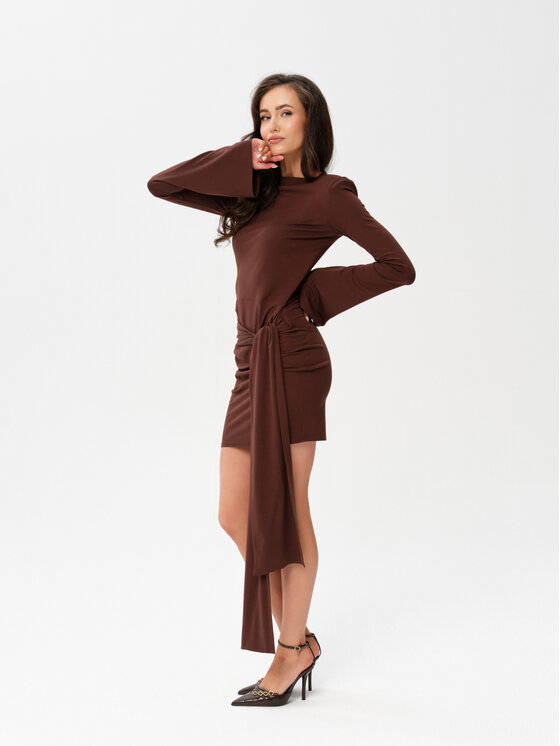 Roco Fashion Roco Fashion Sukienka koktajlowa Nevira Brązowy Slim Fit