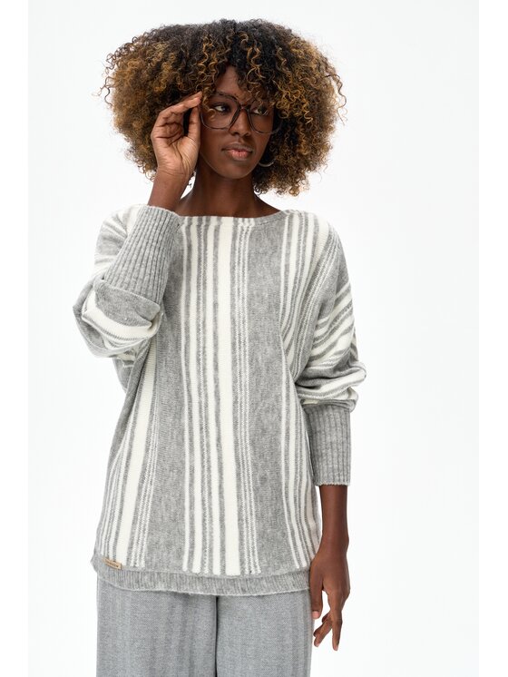 blue shadow blue shadow Sweter Hippie Szary Regular Fit