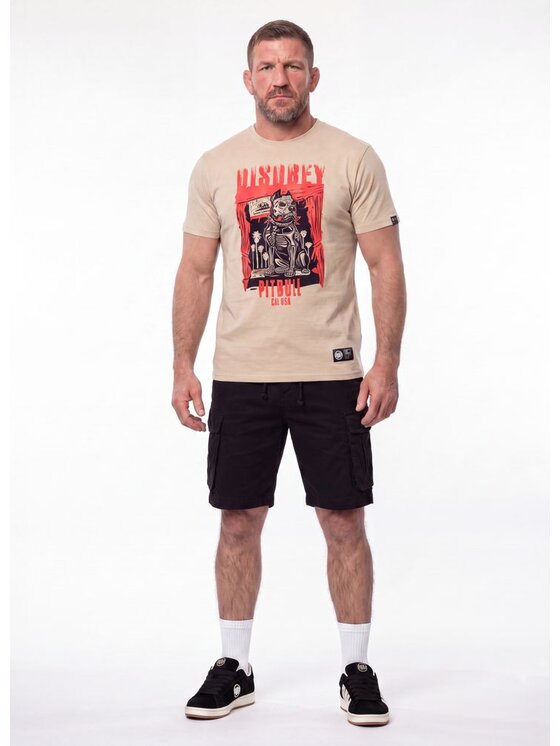 PITBULL PITBULL T-Shirt DISOBEY Beżowy Regular Fit