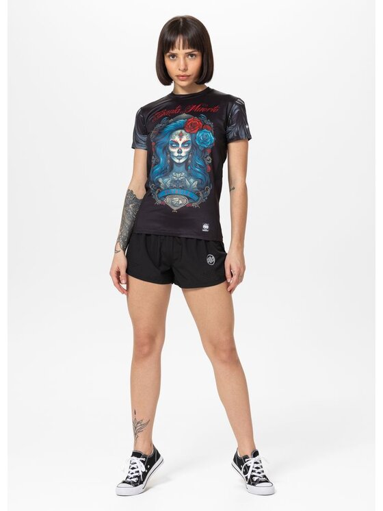 PITBULL PITBULL T-Shirt Koszulka sportowa damska Mesh SANTA-MU XS Czarny Regular Fit