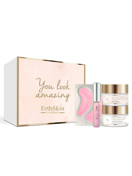 Zestaw do pielęgnacji Erthskin London, Rozświetlające usta + płatki pod oczy + krem ​​nawilżający na noc + krem ​​nawilżający na dzień
