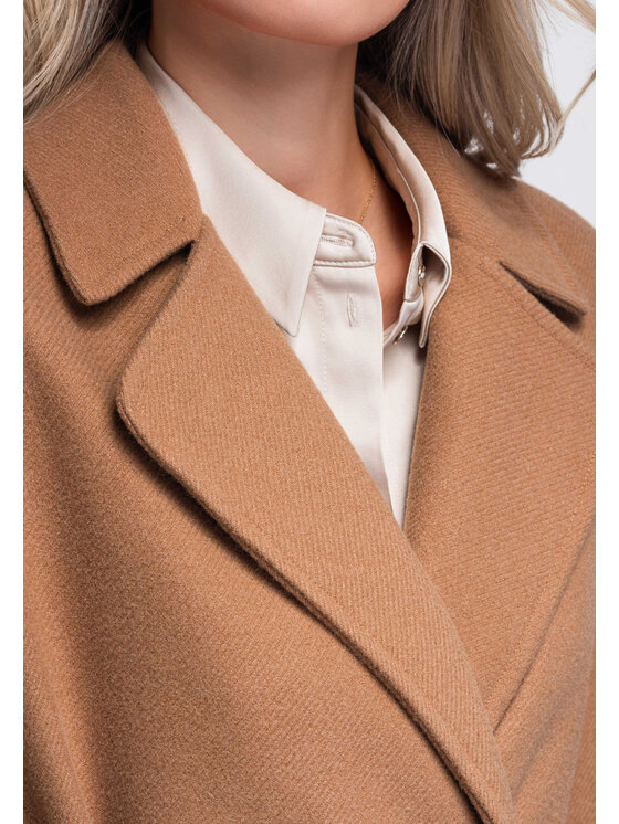 Ombre Ombre Płaszcz przejściowy OW-CT-E0006 Brązowy Regular Fit