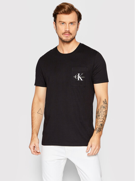 Calvin Klein Jeans T-krekls J30J320936 Melns Slim Fit