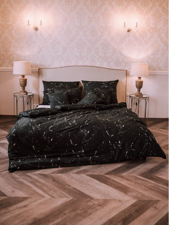 KIMO KIMO Komplet pościeli BLACK MARBLE Czarny