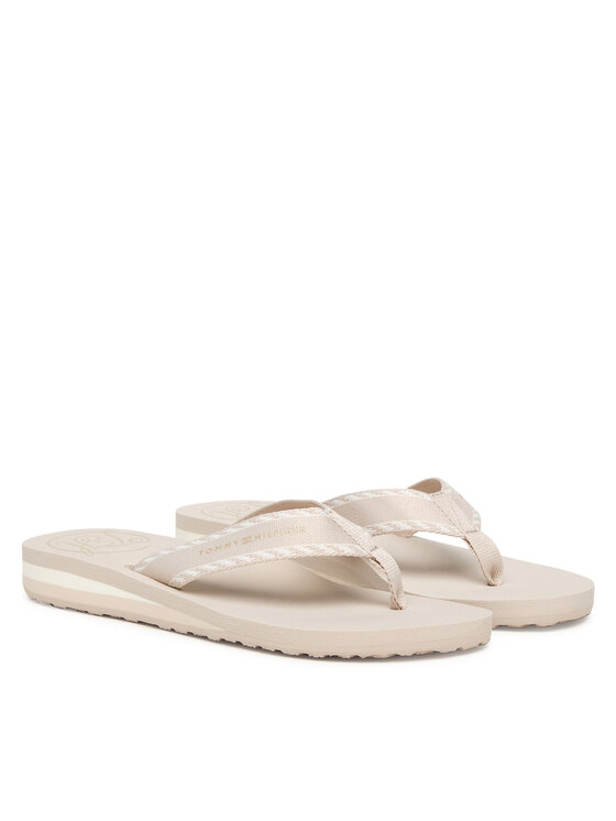 Tommy Hilfiger Tommy Hilfiger Šlepetės per pirštą Webbing Beach Sandal FW0FW09038 Écru