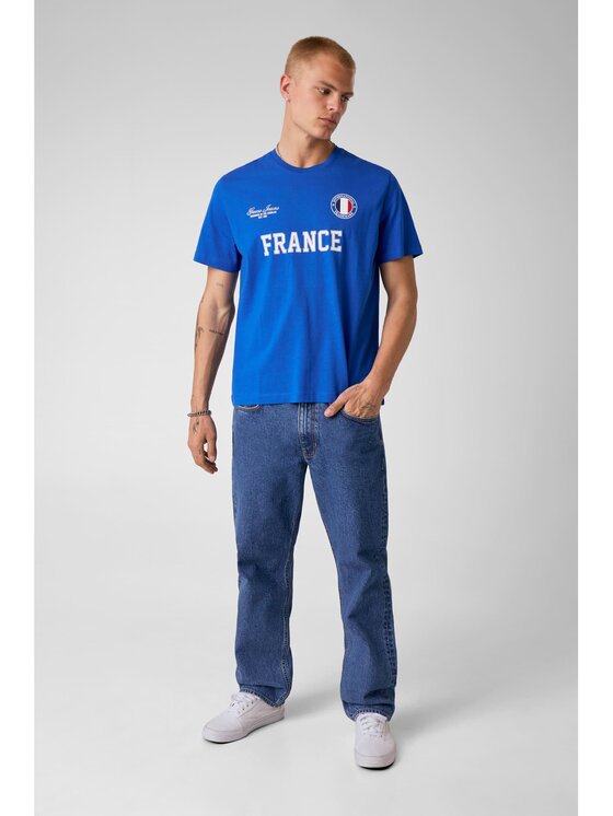 Guess Jeans Guess Jeans T-Shirt 183094 Modrá Classic Fit