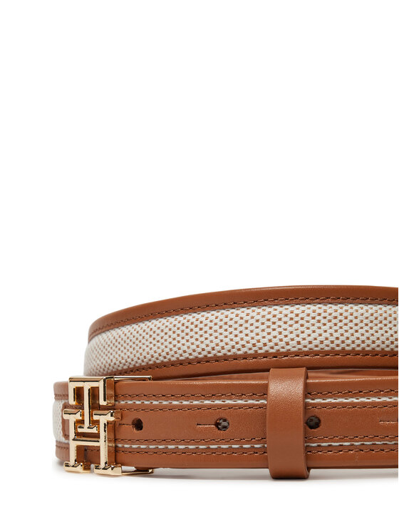 Tommy Hilfiger Tommy Hilfiger Ζώνη Γυναικεία Th Logo 2.5 Canvas AW0AW17249 Καφέ