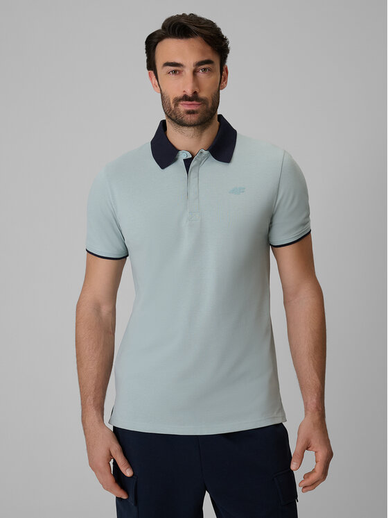 4F 4F Polo COMMERCIAL Turkusowy Regular Fit