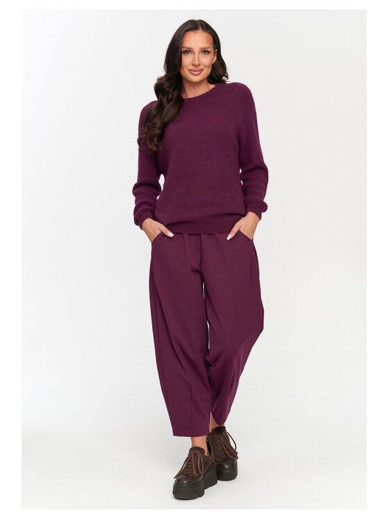 Makadamia Makadamia Spodnie materiałowe C79 Bordowy Loose Fit