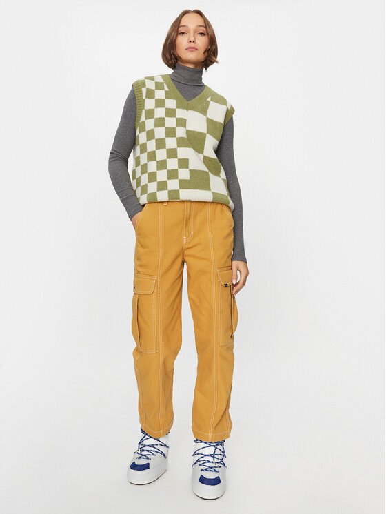 Vans Vans Kampsun Courtyard Checker Sweater Vest VN000F6WBD41 Roheline Regular Fit