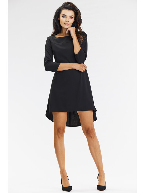 Awama Awama Každodenné šaty A663 Čierna Basic Fit