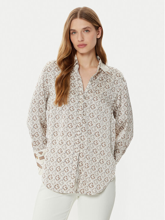 Guess Guess Srajca W4YH47 WF1T2 Écru Regular Fit