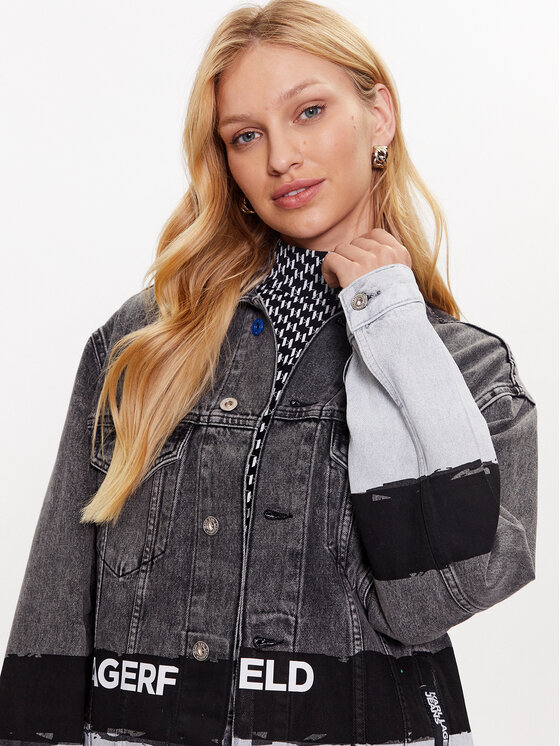 Karl Lagerfeld Jeans Karl Lagerfeld Jeans Джинсова куртка Paint Logo 231J1453 Сірий Relaxed Fit