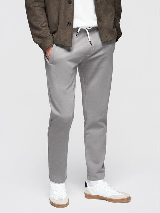 Ombre Ombre Spodnie dresowe OM-PABS-0304 Szary Slim Fit