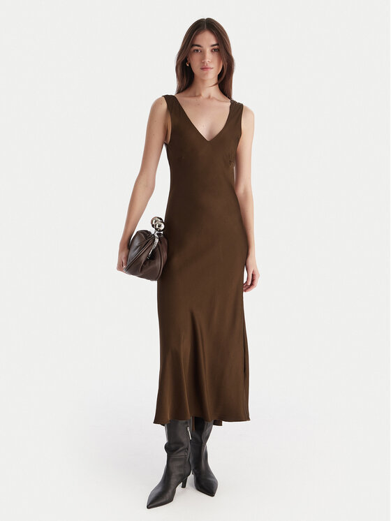 ViCOLO ViCOLO Коктейльна сукня TF0247 Коричневий Regular Fit