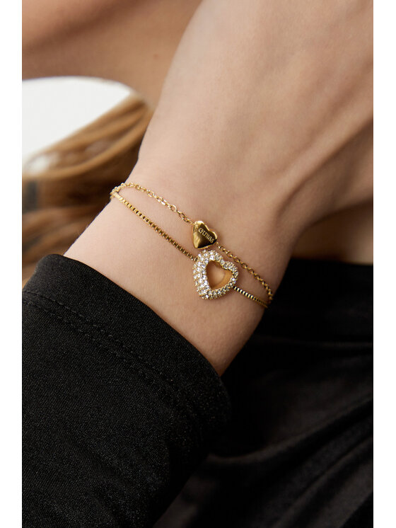 Guess Guess Zestaw bransoletka i kolczyki JUBS05 075JW Złoty