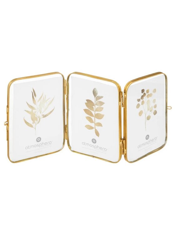 Ramka na zdjęcia MIAhome, Złoty, na 3 zdjęcia składana złota postarzana