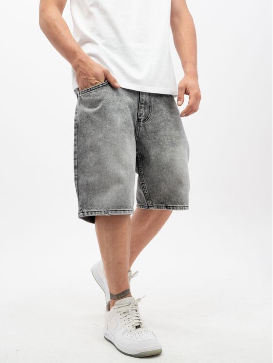 Szorty jeansowe Jigga Wear, Rozmiar 32, Czarne, Krótkie Spodenki Jeansowe Męskie Sprane Czarne / Białe Jigga Wear Crown 40