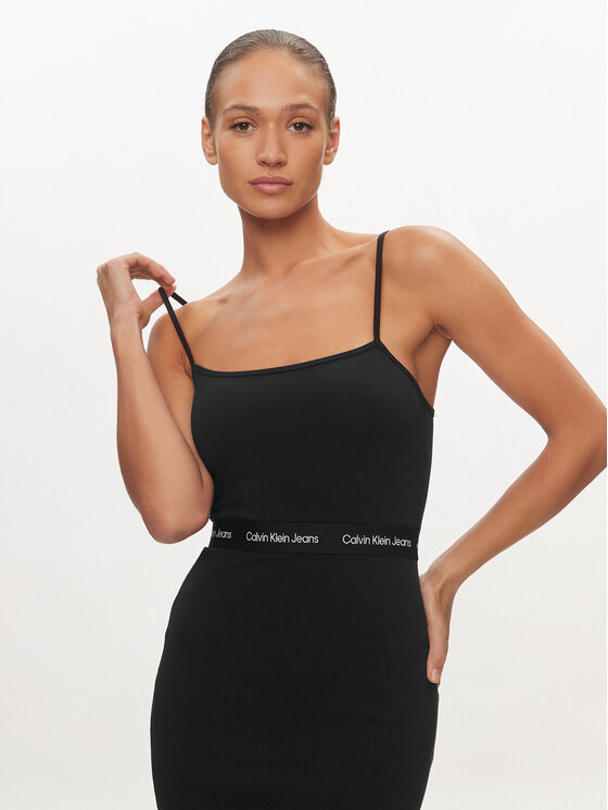 Calvin Klein Jeans Calvin Klein Jeans Лятна рокля Logo J20J219644 Черен Slim Fit