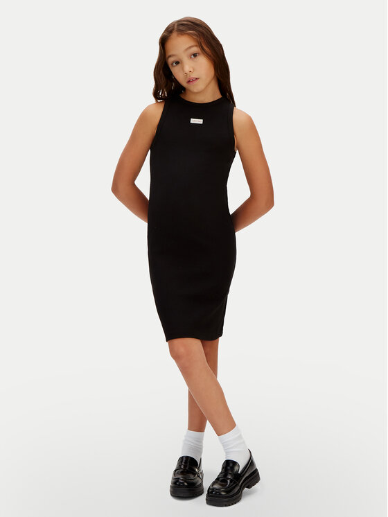 Calvin Klein Jeans Calvin Klein Jeans Лятна рокля LVCKSJH07G Черен Slim Fit