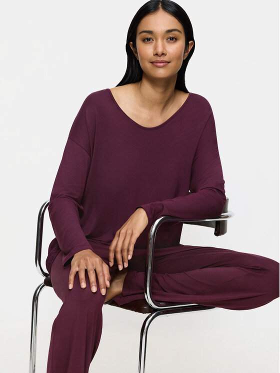 Triumph Triumph Piżama Timeless Sensuality 10221061 Bordowy Regular Fit