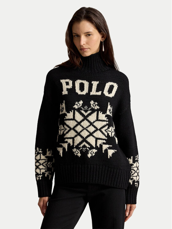 Polo Ralph Lauren Polo Ralph Lauren Bluză cu gât 211B23923001 Negru Relaxed Fit