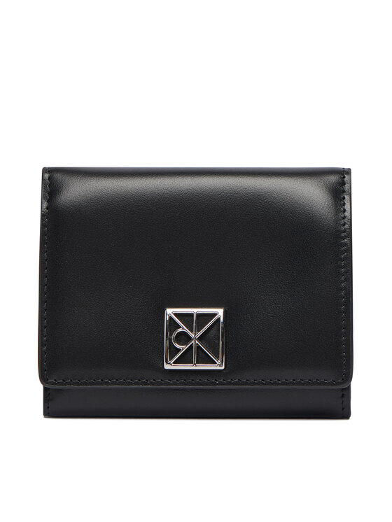 Calvin Klein Calvin Klein Maža Moteriška Piniginė Emblem Hw Medium Trifold LV04F1082G Juoda