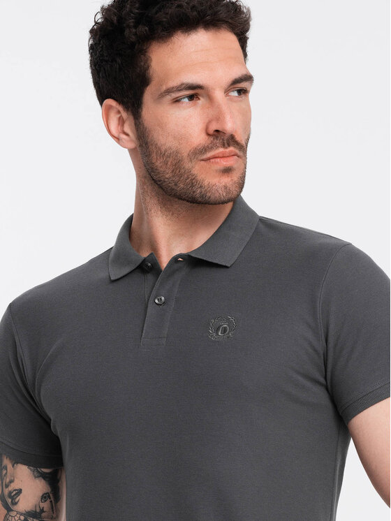 Ombre Ombre Polo OM-POBS-0100 Szary Regular Fit