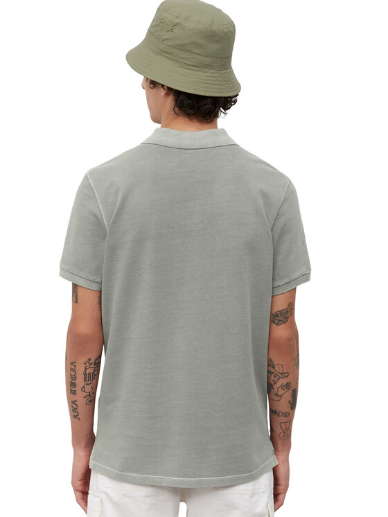 Marc O'Polo Marc O'Polo Тениска с яка и копчета B21226653000 Сив Regular Fit