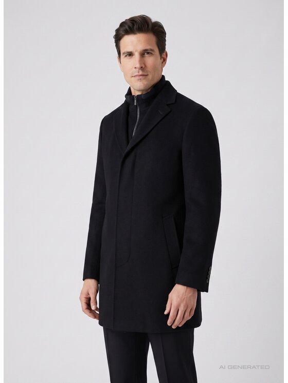 Pako Lorente Pako Lorente Płaszcz wełniany P26WP-7X-006 Czarny Straight Fit