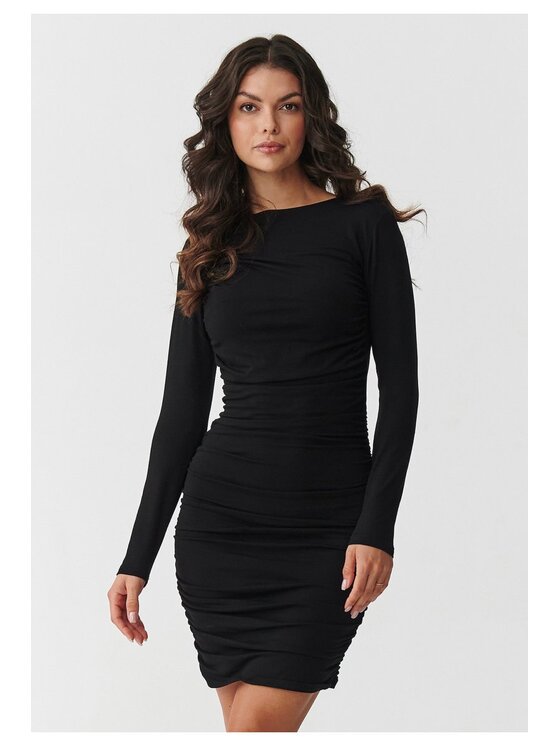 Makadamia Makadamia Sukienka codzienna M899 Czarny Fitted Fit