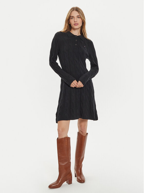 Tommy Hilfiger Tommy Hilfiger Trikotažinė suknelė WW0WW43085 Juoda Regular Fit