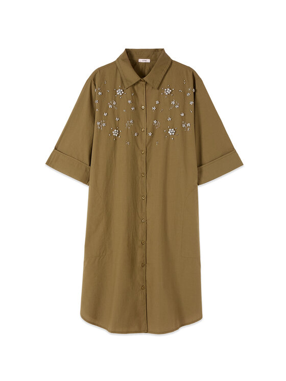 Oltre Oltre Sukienka codzienna 7700E000342N035 Zielony Baggy Fit